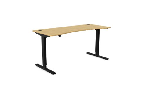 Zoom Single Height Adjust Desk 1600 x 700mm - Curved Bamboo top / Black Frame