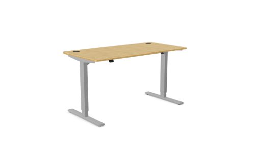 Zoom Single Height Adjust Desk 1400 x 700mm - Rectangular Bamboo top / Silver Frame