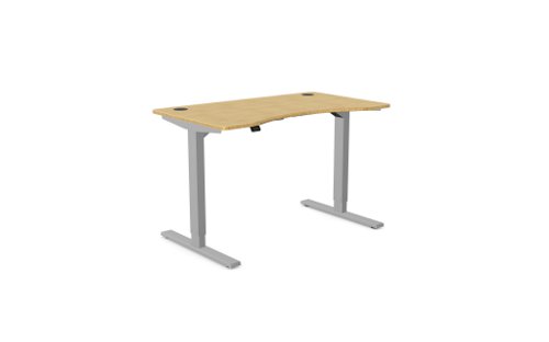 Zoom Single Height Adjust Desk 1200 x 700mm - Curved Bamboo top / Silver Frame