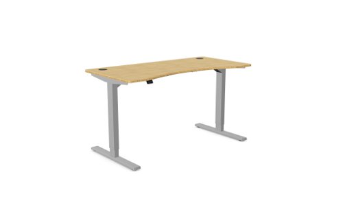 Zoom Single Height Adjust Desk 1400 x 700mm - Curved Bamboo top / Silver Frame