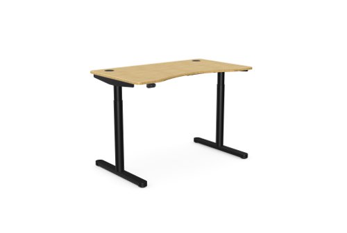RoundE Height Adjust Desk 1200 x 700mm - Rectangular Bamboo top / Black Frame