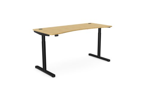 RoundE Height Adjust Desk 1600 x 700mm - Rectangular Bamboo top / Black Frame