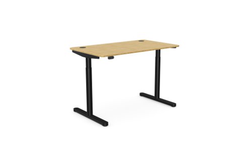 RoundE Height Adjust Desk 1200 x 700mm - Curved Bamboo top / Black Frame