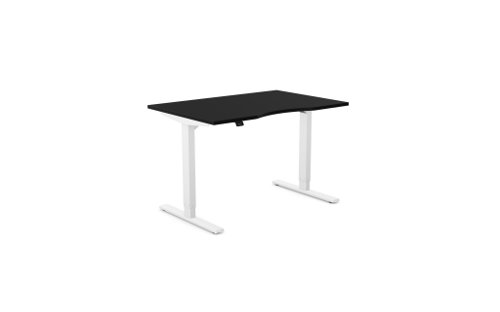 Zoom Single Height Adjust Desk -  Top with Dual Purpose Scallop, 1200 x 800 x 18mm - Black / White Frame