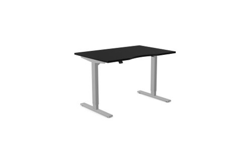 Zoom Single Height Adjust Desk -  Top with Dual Purpose Scallop, 1200 x 800 x 18mm - Black / Silver Frame