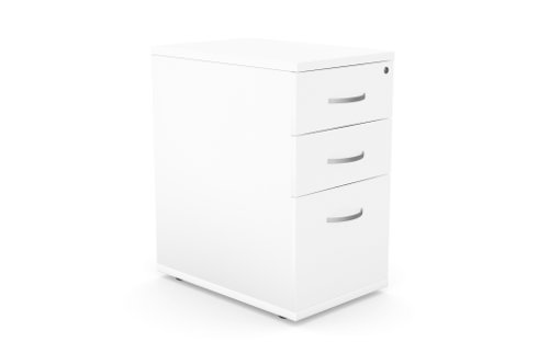 Kito Contract Desk High Ped 3 Drw, 600mm Deep - White Pedestals KIT-DHP3C/6/WH
