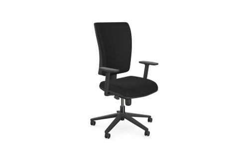 OFlash *FABRIC* Back, *SEAT SLIDE*, Step Arms PP - Evert Black E001 Office Chairs OFLASH/F/BB/SS/ARMSTEP-PP/E001