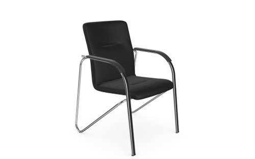 O Sandy Series Chair Chrome Frame Black Wooden Arms - Lotus Black L001 Visitors Chairs OSANDY/L001