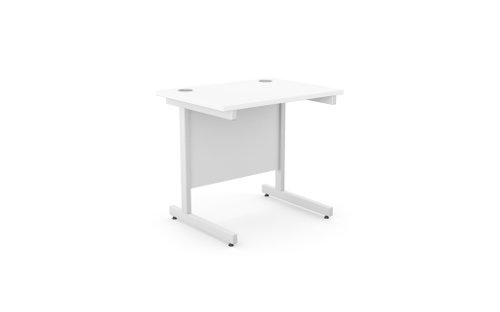 Ashford Metal Leg 800mm x 600mm Straight Desk - White/WHT