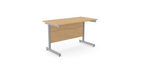 Ashford Metal Leg 800mm x 600mm Straight Desk - Beech/SLV