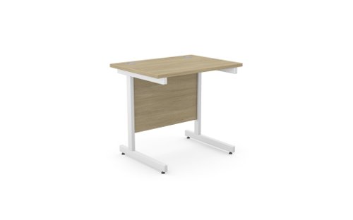 Ashford Metal Leg 800mm x 600mm Straight Desk - Urban Oak/WHT