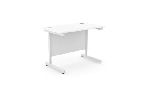 Ashford Metal Leg 1000mm x 600mm Straight Desk - White/WHT