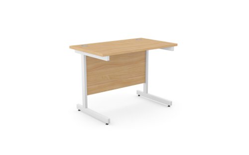 Ashford Metal Leg 1000mm x 600mm Straight Desk - Beech/WHT