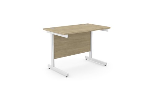 Ashford Metal Leg 1000mm x 600mm Straight Desk - Urban Oak/WHT