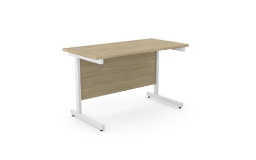 Ashford Metal Leg 1200mm x 600mm Straight Desk - Urban Oak/WHT