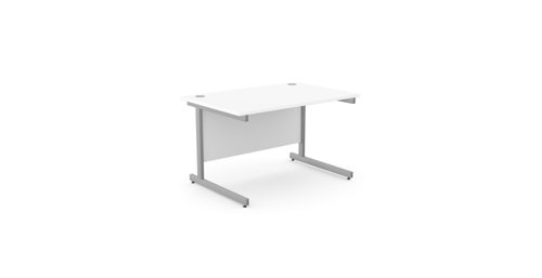 Ashford Metal Leg 1200mm x 800mm Straight Desk - White/SLV