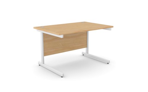 Ashford Metal Leg 1200mm x 800mm Straight Desk - Beech/WHT Office Desks A-CTST1280/BE/WHT