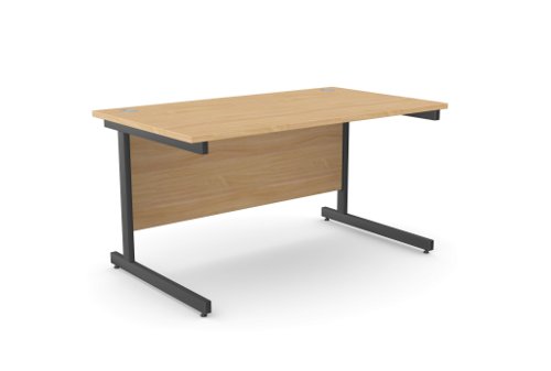 Ashford Metal Leg 1200mm x 800mm Straight Desk - Beech/BLK Office Desks A-CTST1280/BE/BLK
