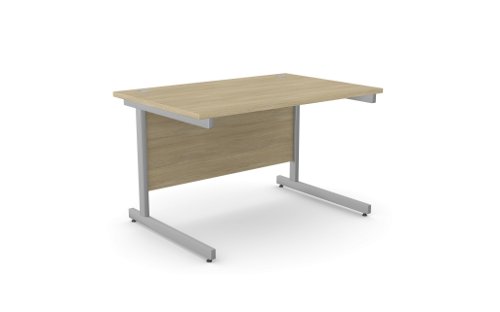 Ashford Metal Leg 1200mm x 800mm Straight Desk - Urban Oak/SLV