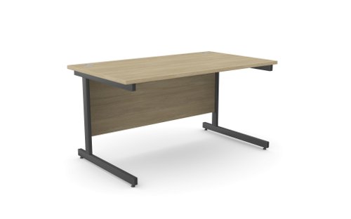 Ashford Metal Leg 1200mm x 800mm Straight Desk - Urban Oak/BLK