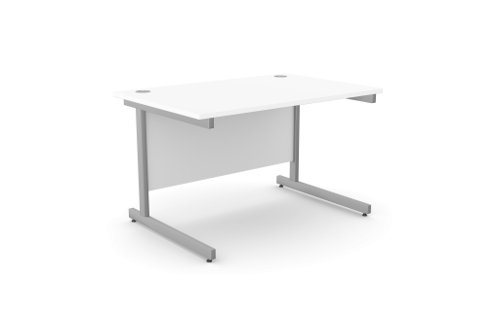 Ashford Metal Leg 1400mm x 800mm Straight Desk - White/SLV