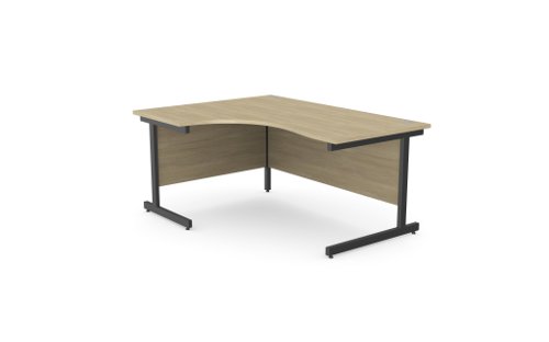 Ashford Metal Leg 1600/800 x 1200/600mm L/H Crescent - Urban Oak / BLK Office Desks A-CTRD1612L/UO/BLK