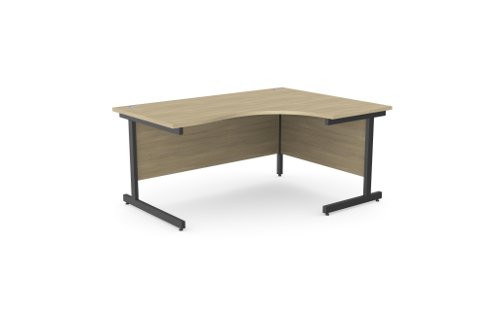 Ashford Metal Leg 1600/800 x 1200/600mm R/H Crescent - Urban Oak / BLK Office Desks A-CTRD1612R/UO/BLK