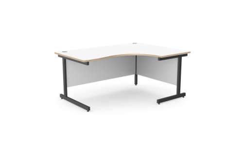 Ashford Metal Leg 1600/800 x 1200/600mm R/H Crescent - White / BLK Office Desks A-CTRD1612R/WH/BLK