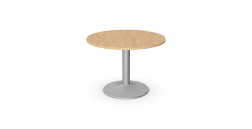 Kito Meeting Table 1000mm Round Top Silver Cylinder Base - Beech