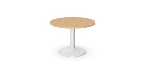 Kito Meeting Table 1000mm Round Top White Cylinder Base - Beech