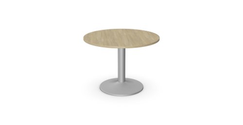 Kito Meeting Table 1000mm Round Top Silver Cylinder Base - Urban Oak