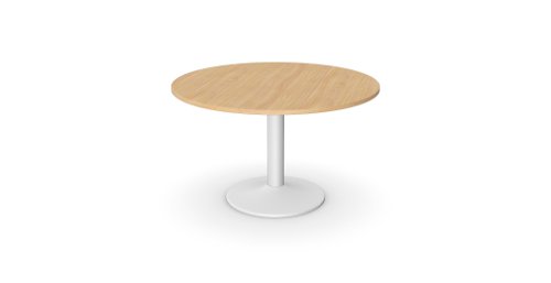 Kito Meeting Table 1200mm Round Top White Cylinder Base - Beech