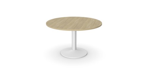 Kito Meeting Table 1200mm Round Top White Cylinder Base - Urban Oak