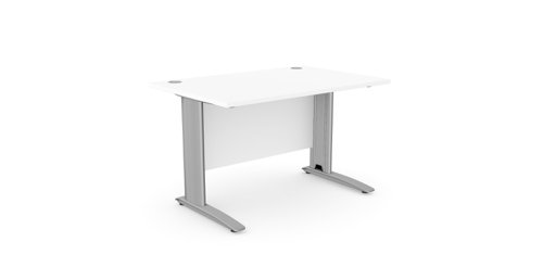 Komo Metal Leg 1200mm x 800mm Straight Desk - White/SLV