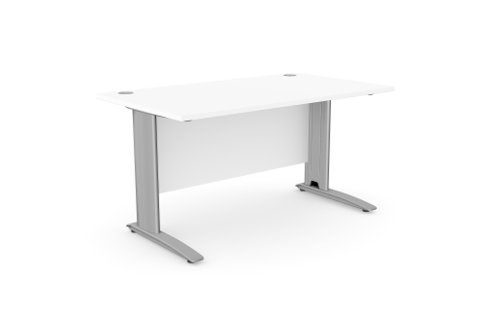 Komo Metal Leg 1600mm x 800mm Straight Desk - White/SLV