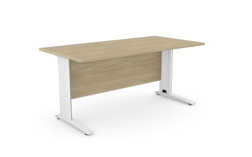 Komo Metal Leg 1600mm x 800mm Straight Desk - Urban Oak/WHT