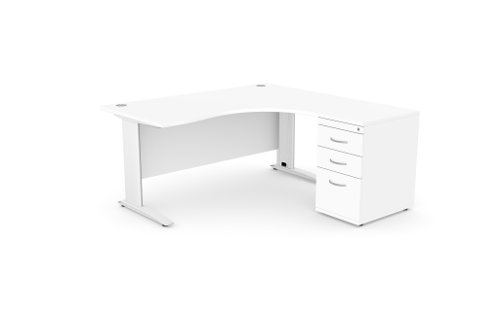 Komo Metal Leg 1600/800 x 1200/600mm R/H Crescent - White / WHT with Desk High Ped