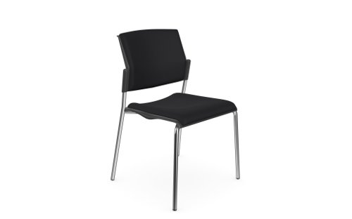 OM Meeting chair Chrome Frame No Arms - Evert Black E001