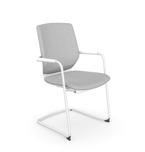 MCC - Y.88 Meeting Chair, Sliding Seat, White Frame, Grey Fabric HY2205 Banqueting & Conference Chairs MCC-Y88/WHT/GY
