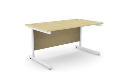 Ashford Metal Leg 1200mm x 800mm Straight Desk - Maple/WHT Office Desks A-CTST1280/MP/WHT