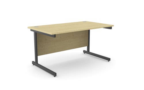 Ashford Metal Leg 1400mm x 800mm Straight Desk - Maple/BLK