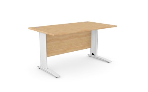 Komo Metal Leg 1400mm x 800mm Straight Desk - Maple/SLV