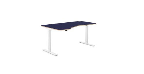 Kay Top Height Adjustable Zoom Black Legs- 1600 x 800 Left handed Blue Top