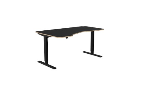 Curvy Height Adjustable Zoom Black Legs- 1600 x 800 Left  handed Black Top
