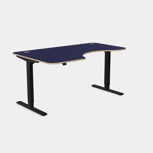 Curvy Height Adjustable Zoom Black Legs- 1600 x 800 Left  handed Blue Top
