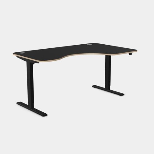 Curvy Height Adjustable Zoom Black Legs- 1600 x 800 Right handed Black Top