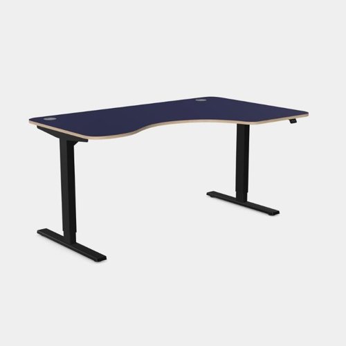 Curvy Height Adjustable Zoom Black Legs- 1600 x 800 Right handed Blue Top