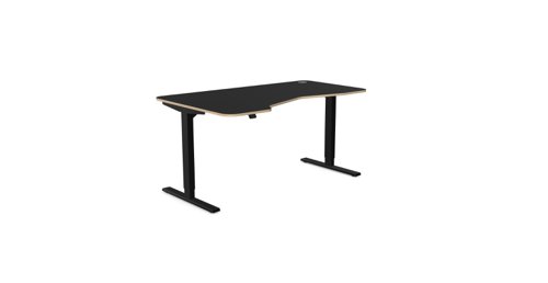 Kay Top Height Adjustable Zoom White Legs- 1600 x 800 Left handed Black Top