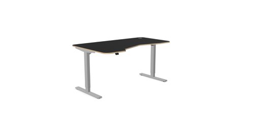 Kay Top Height Adjustable Zoom White Legs- 1600 x 800 Left handed Blue Top