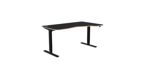 Kay Top Height Adjustable Zoom White Legs- 1600 x 800 Right handed Black Top